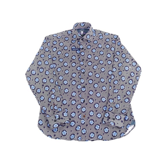 Luchiano Visconti Navy & White Stripes, Royal Blue Floral Shirt, SZ M * men993 - Picture 1 of 7